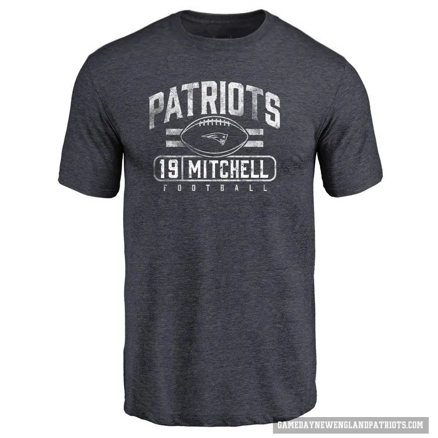 Men's ＃19 Malcolm Mitchell New England Patriots Navy Flanker T-Shirt