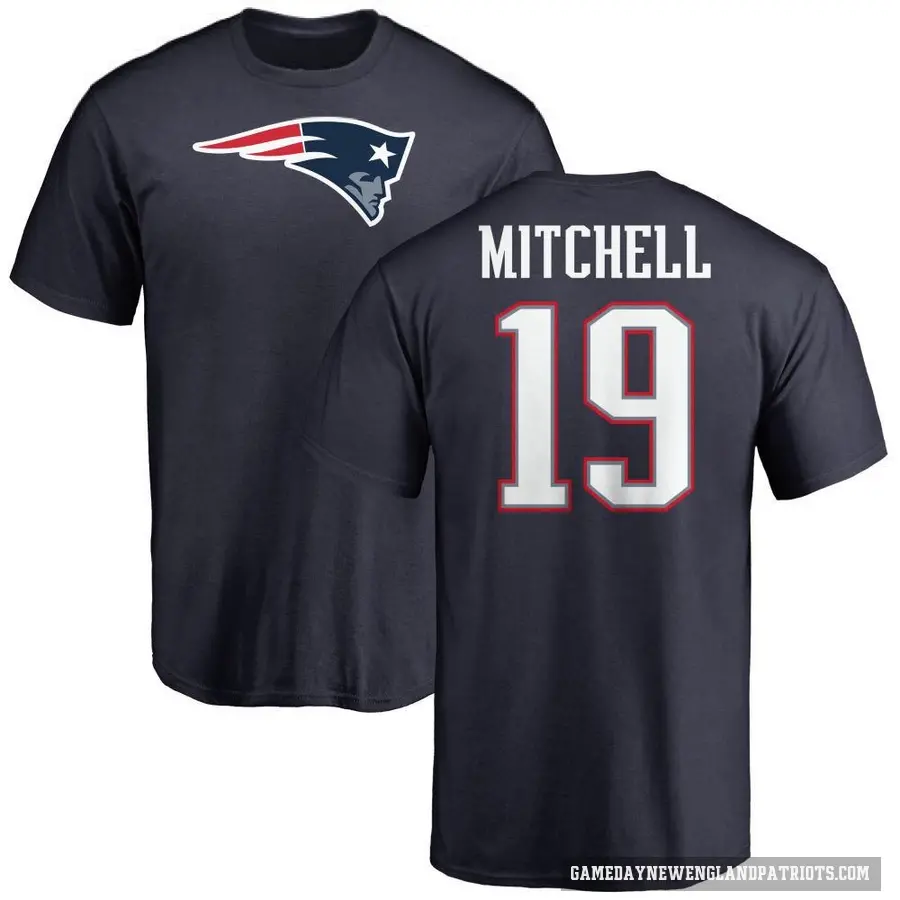 Men's ＃19 Malcolm Mitchell New England Patriots Navy Logo T-Shirt