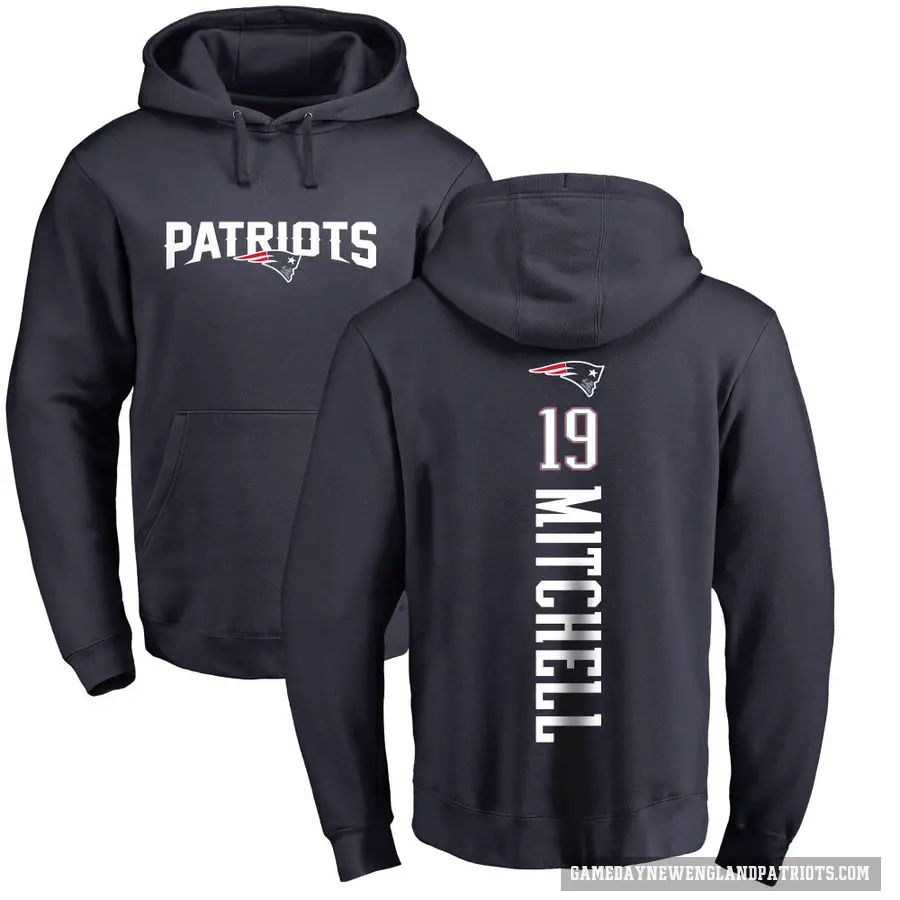 Men's ＃19 Malcolm Mitchell New England Patriots Navy Pro Line Backer Pullover Hoodie