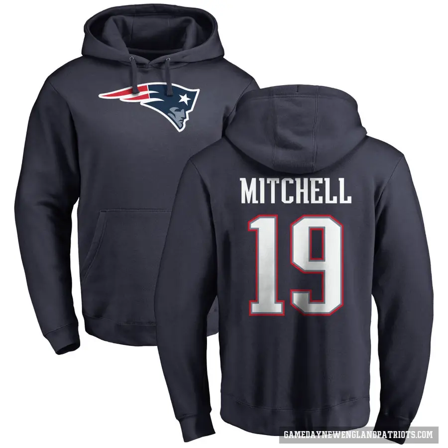 Men's ＃19 Malcolm Mitchell New England Patriots Navy Pro Line Logo Pullover Hoodie