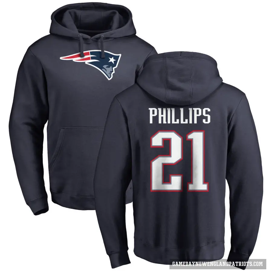 Men's ＃21 Adrian Phillips New England Patriots Navy Pro Line Logo Pullover Hoodie