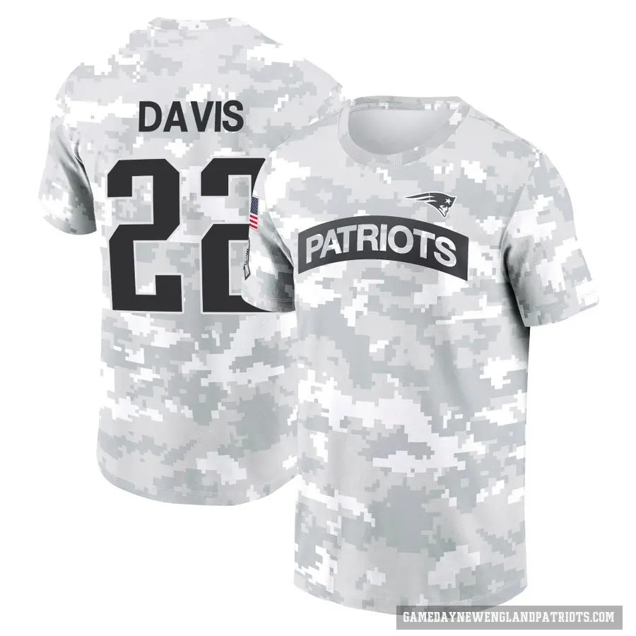 Men's ＃22 Cody Davis New England Patriots Camo Arctic 2024 Salute to Service Performance T-Shirt