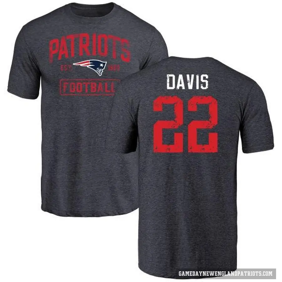 Men's ＃22 Cody Davis New England Patriots Navy Distressed T-Shirt