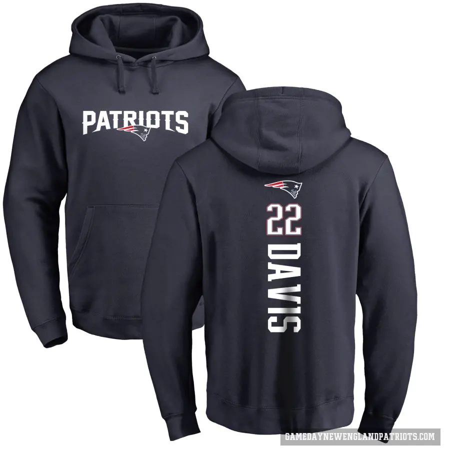 Men's ＃22 Cody Davis New England Patriots Navy Pro Line Backer Pullover Hoodie