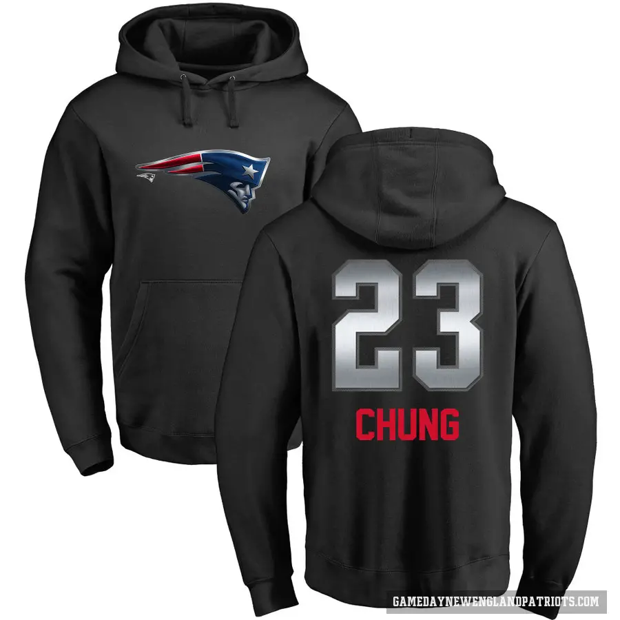 Men's ＃23 Patrick Chung New England Patriots Black Midnight Mascot Pullover Hoodie