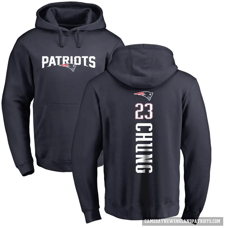 Men's ＃23 Patrick Chung New England Patriots Navy Pro Line Backer Pullover Hoodie