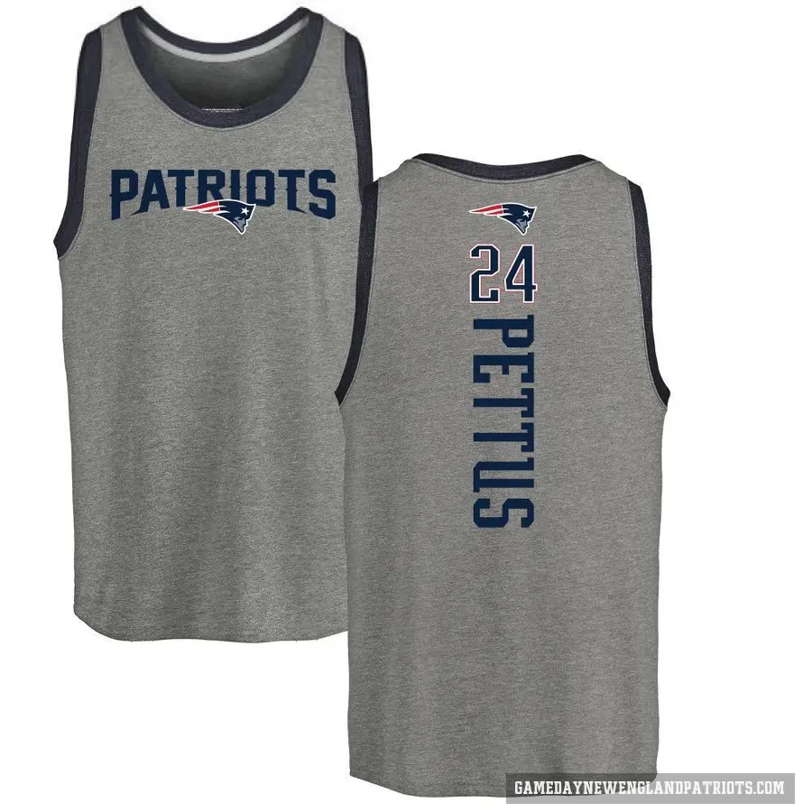 Men's ＃24 Dell Pettus New England Patriots Ash Backer Tank Top