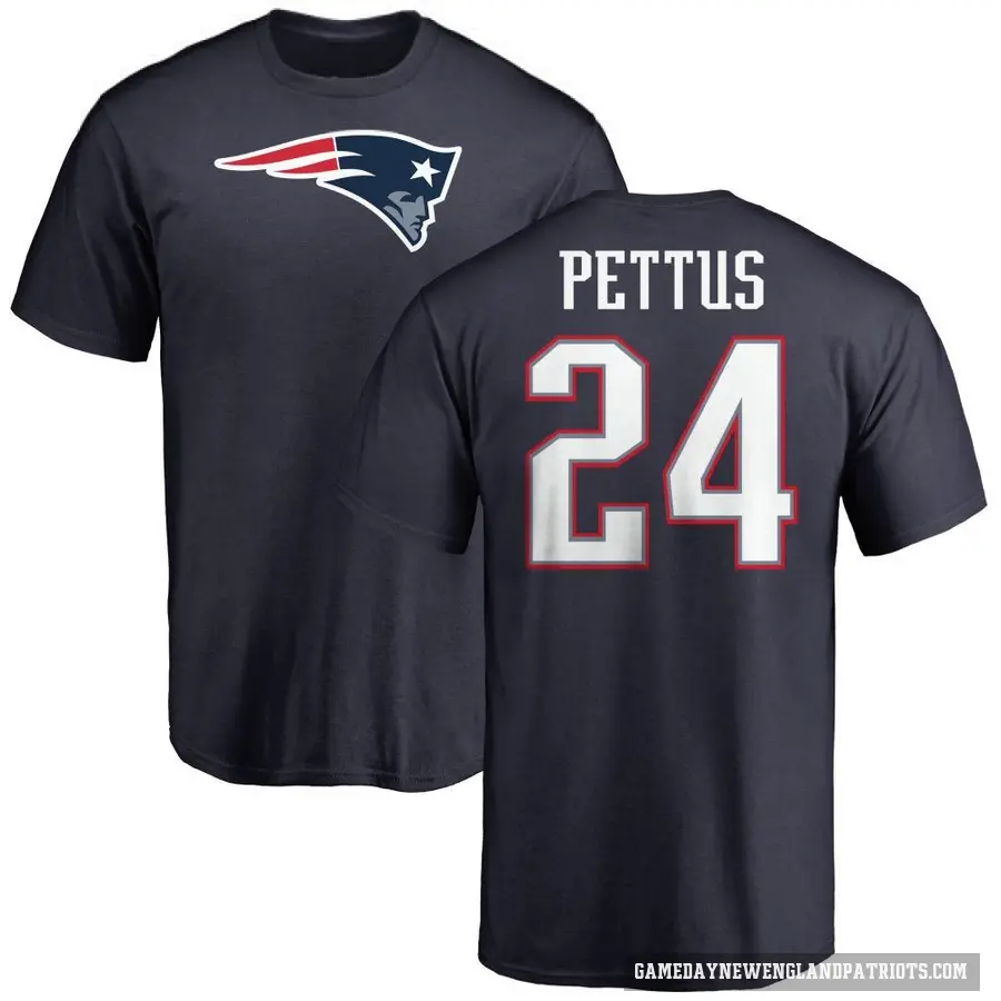 Men's ＃24 Dell Pettus New England Patriots Navy Logo T-Shirt