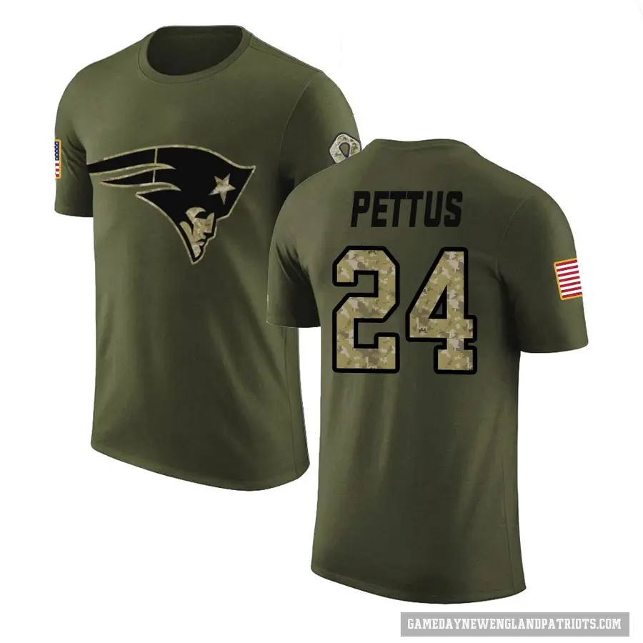 Men's ＃24 Dell Pettus New England Patriots Olive Salute to Service T-Shirt