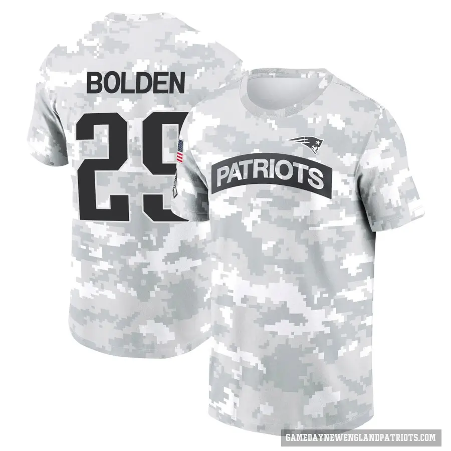 Men's ＃29 Isaiah Bolden New England Patriots Camo Arctic 2024 Salute to Service Performance T-Shirt