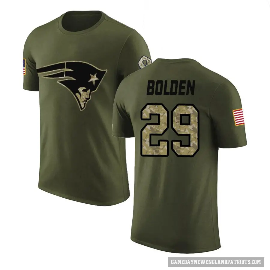 Men's ＃29 Isaiah Bolden New England Patriots Olive Salute to Service T-Shirt