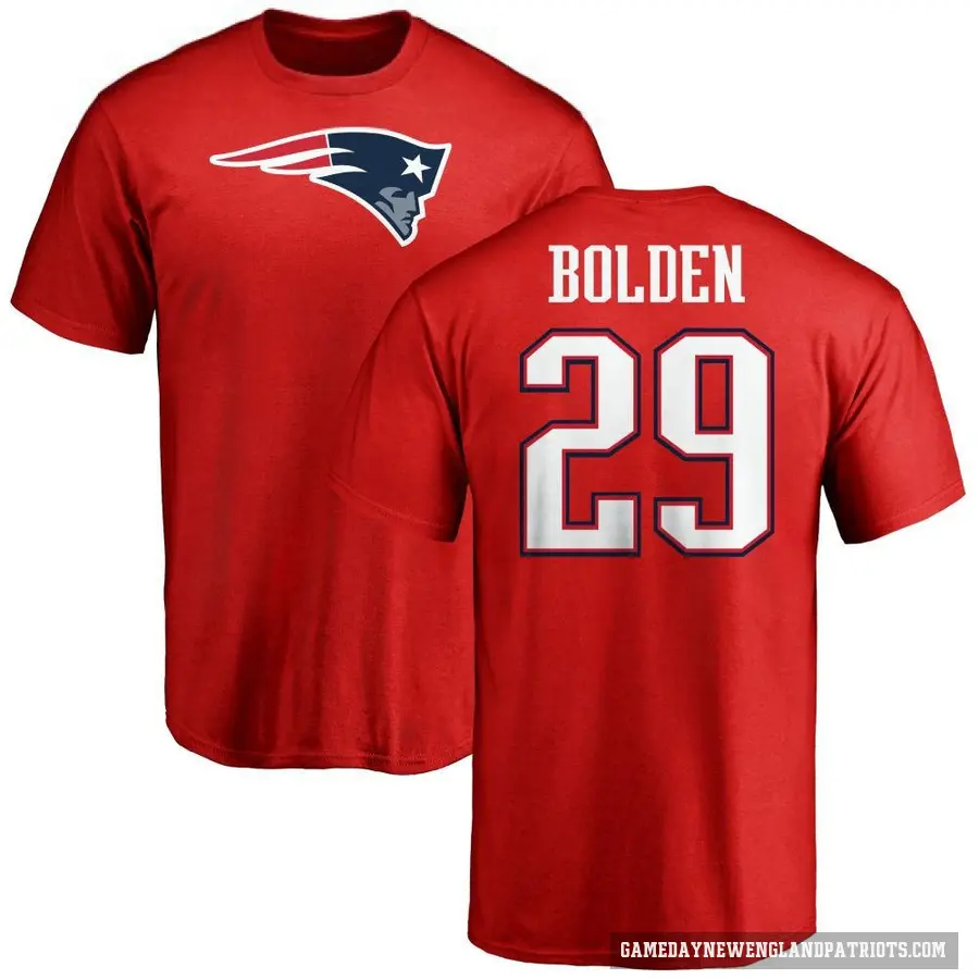 Men's ＃29 Isaiah Bolden New England Patriots Red Logo T-Shirt