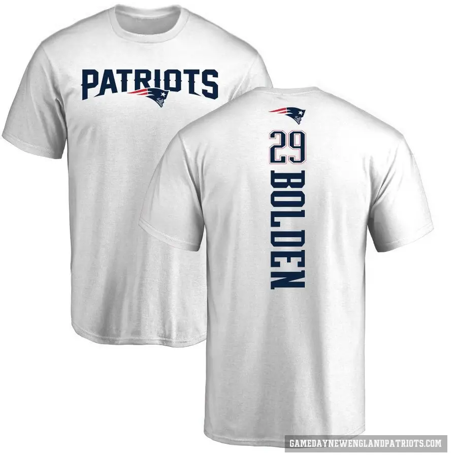 Men's ＃29 Isaiah Bolden New England Patriots White Backer T-Shirt