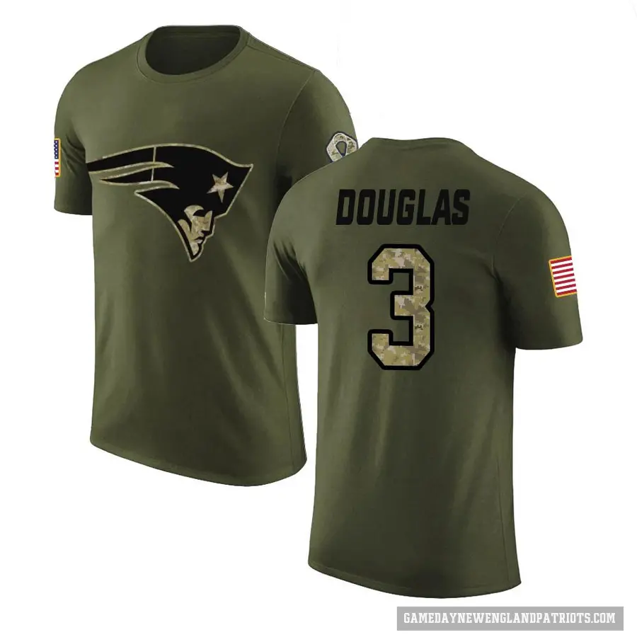 Men's ＃3 Demario Douglas New England Patriots Olive DeMario Douglas Salute to Service T-Shirt