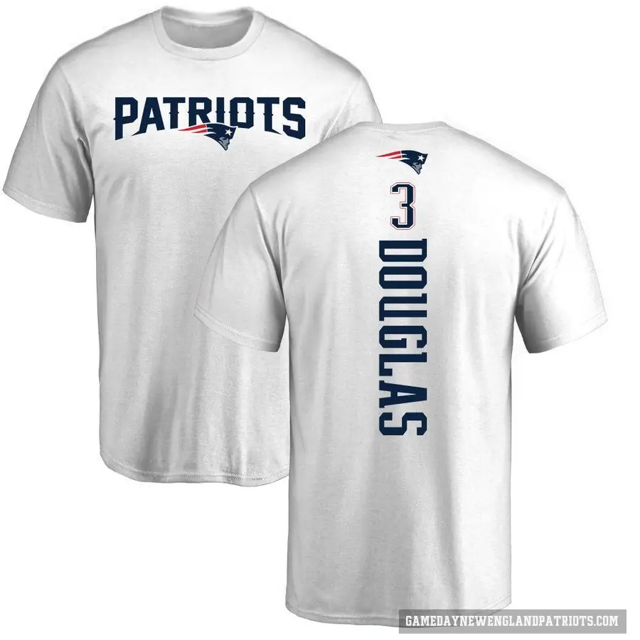 Men's ＃3 Demario Douglas New England Patriots White DeMario Douglas Backer T-Shirt