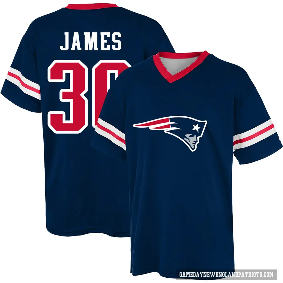 Men's ＃30 DJ James New England Patriots Navy Game Day V-Neck T-Shirt