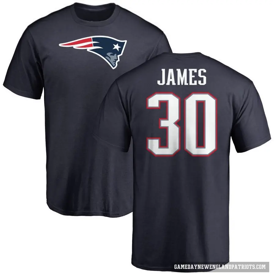 Men's ＃30 DJ James New England Patriots Navy Logo T-Shirt