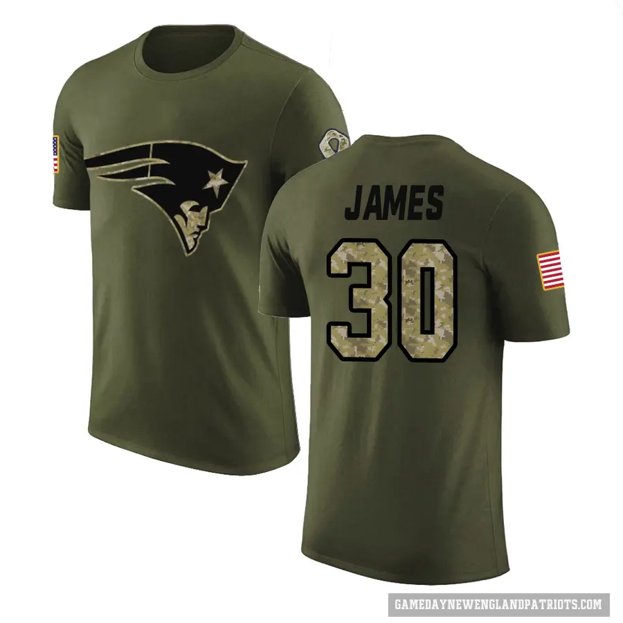 Men's ＃30 DJ James New England Patriots Olive Salute to Service T-Shirt