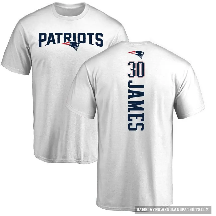 Men's ＃30 DJ James New England Patriots White Backer T-Shirt