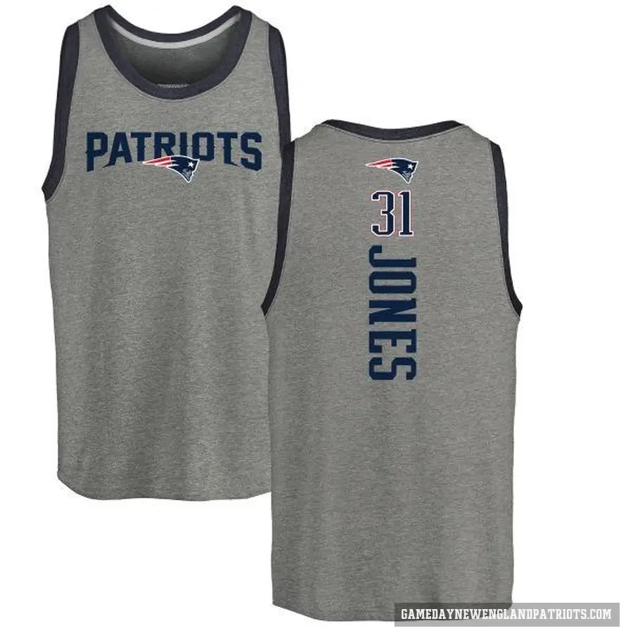 Men's ＃31 Jonathan Jones New England Patriots Ash Backer Tank Top