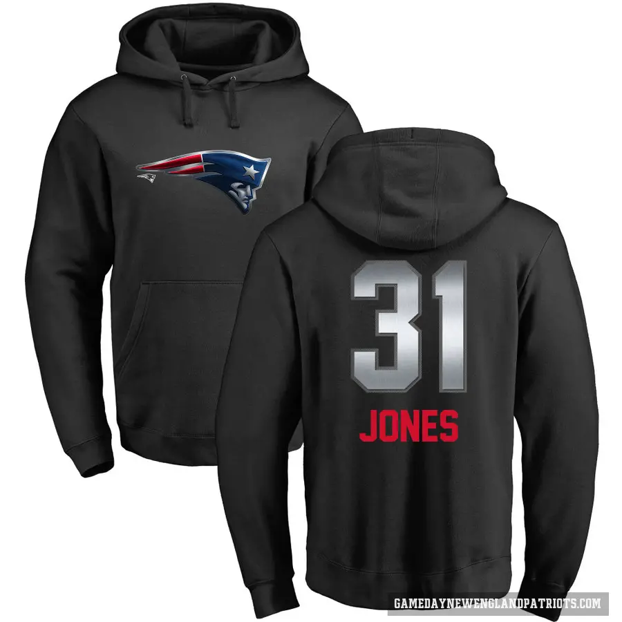 Men's ＃31 Jonathan Jones New England Patriots Black Midnight Mascot Pullover Hoodie