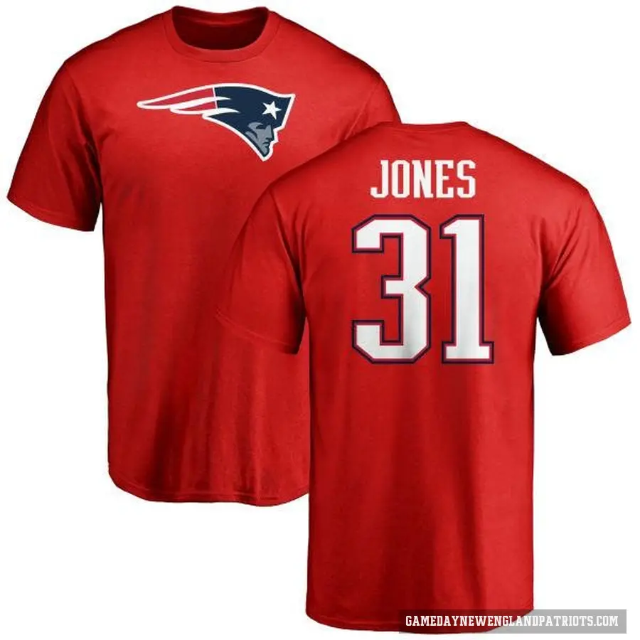 Men's ＃31 Jonathan Jones New England Patriots Red Logo T-Shirt