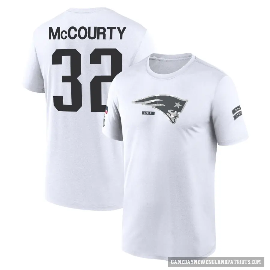 Men's ＃32 Devin McCourty New England Patriots White 2024 Salute to Service Performance T-Shirt