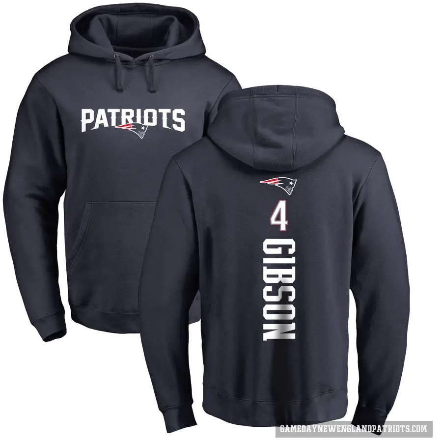 Men's ＃4 Antonio Gibson New England Patriots Navy Pro Line Backer Pullover Hoodie