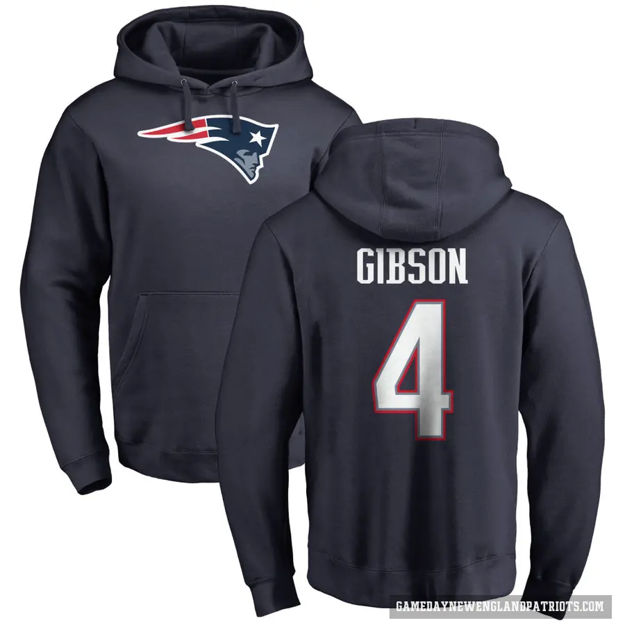 Men's ＃4 Antonio Gibson New England Patriots Navy Pro Line Logo Pullover Hoodie