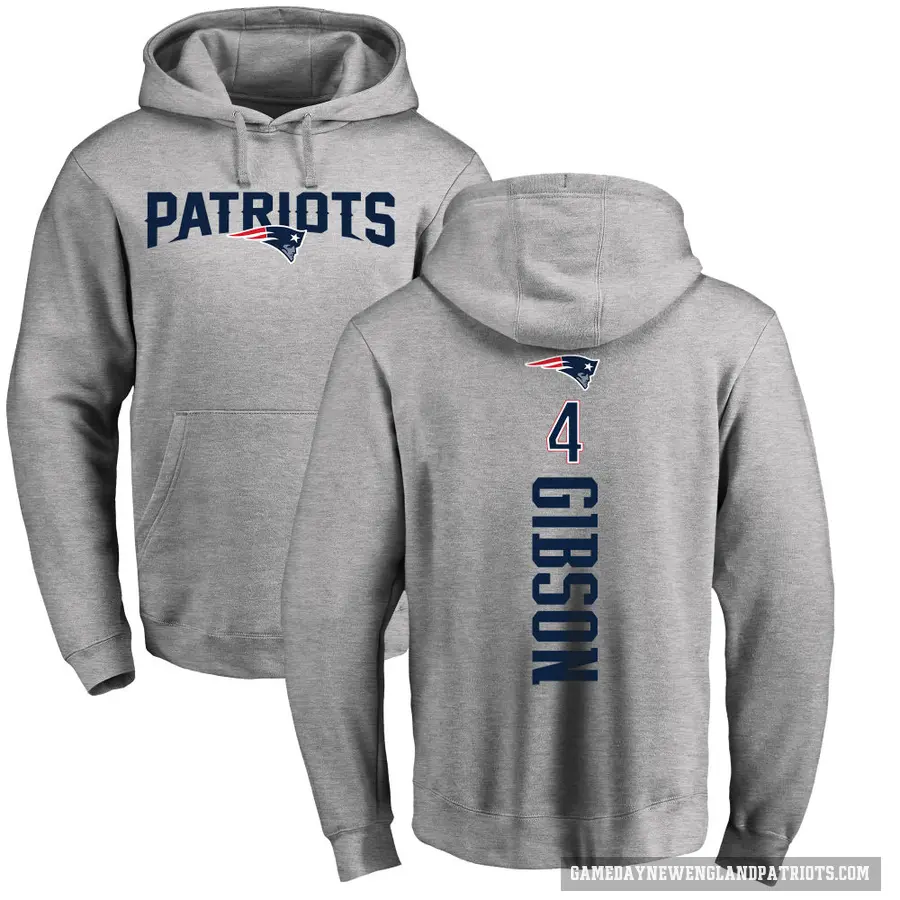 Men's ＃4 Antonio Gibson New England Patriots Pro Line Ash Backer Pullover Hoodie