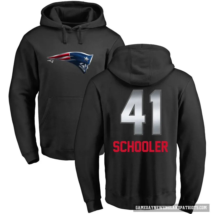 Men's ＃41 Brenden Schooler New England Patriots Black Midnight Mascot Pullover Hoodie