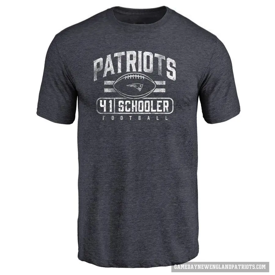 Men's ＃41 Brenden Schooler New England Patriots Navy Flanker T-Shirt