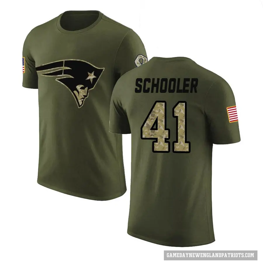 Men's ＃41 Brenden Schooler New England Patriots Olive Salute to Service T-Shirt