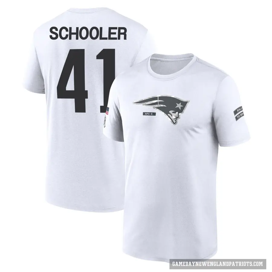 Men's ＃41 Brenden Schooler New England Patriots White 2024 Salute to Service Performance T-Shirt