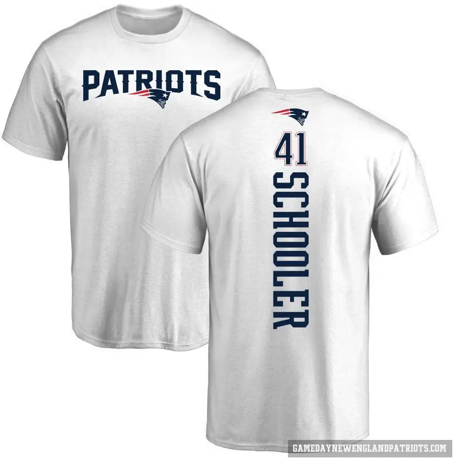 Men's ＃41 Brenden Schooler New England Patriots White Backer T-Shirt