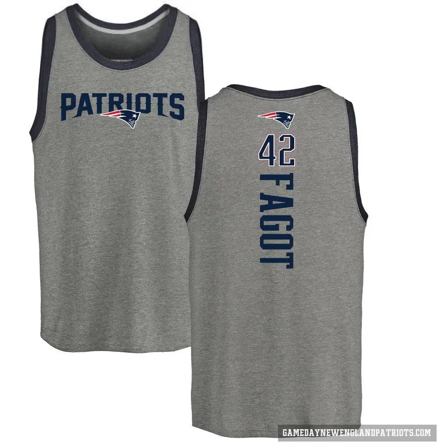 Men's ＃42 Diego Fagot New England Patriots Ash Backer Tank Top