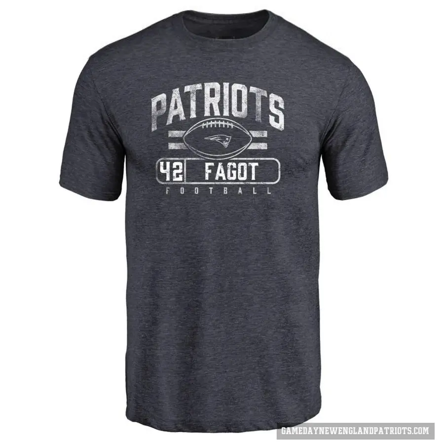 Men's ＃42 Diego Fagot New England Patriots Navy Flanker T-Shirt