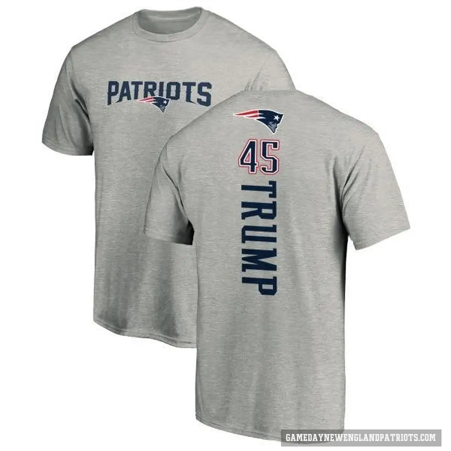 Men's ＃45 Donald Trump New England Patriots Ash Backer T-Shirt