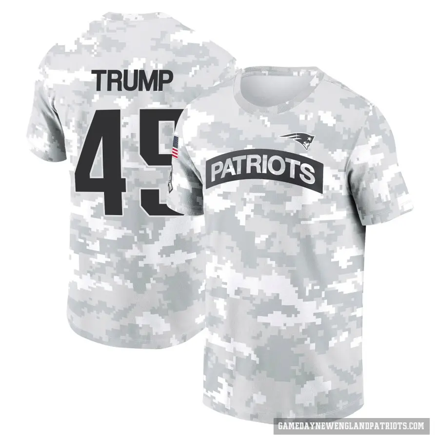 Men's ＃45 Donald Trump New England Patriots Camo Arctic 2024 Salute to Service Performance T-Shirt