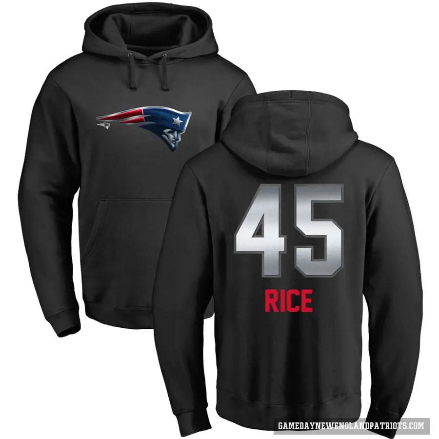 Men's ＃45 Monty Rice New England Patriots Black Midnight Mascot Pullover Hoodie