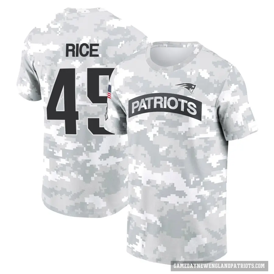 Men's ＃45 Monty Rice New England Patriots Camo Arctic 2024 Salute to Service Performance T-Shirt