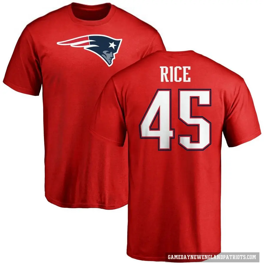 Men's ＃45 Monty Rice New England Patriots Red Logo T-Shirt