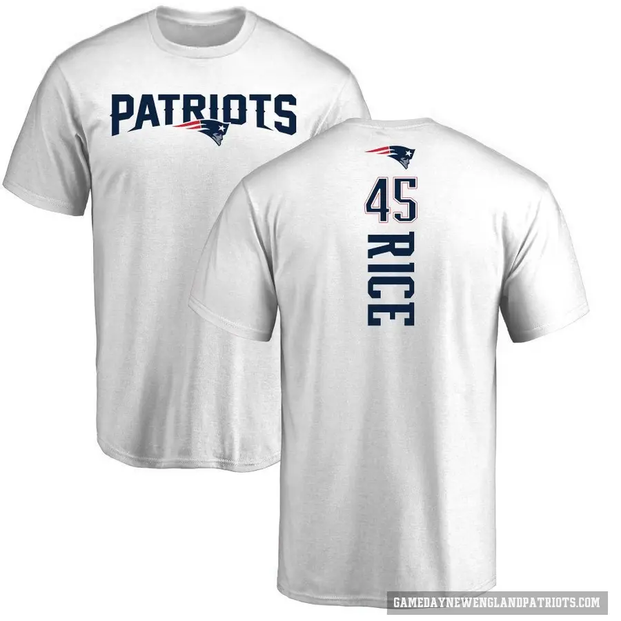 Men's ＃45 Monty Rice New England Patriots White Backer T-Shirt