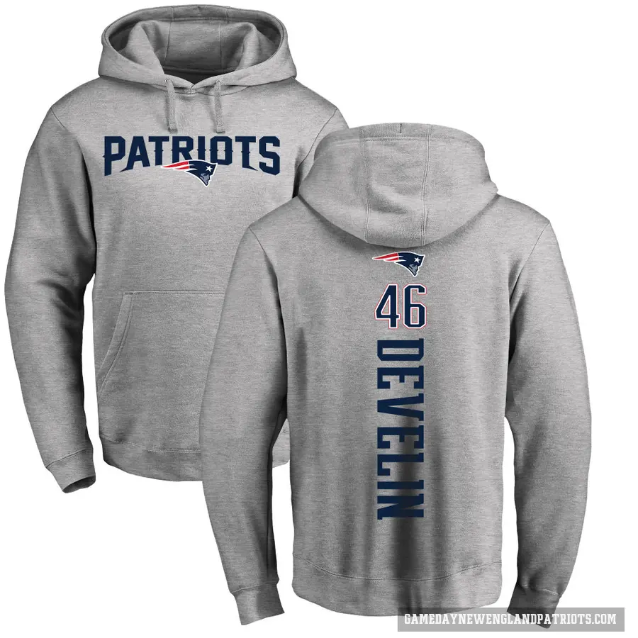 Men's ＃46 James Develin New England Patriots Pro Line Ash Backer Pullover Hoodie