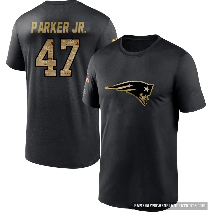 Men's ＃47 Andrew Parker Jr. New England Patriots Black 2020 Salute To Service Performance T-Shirt