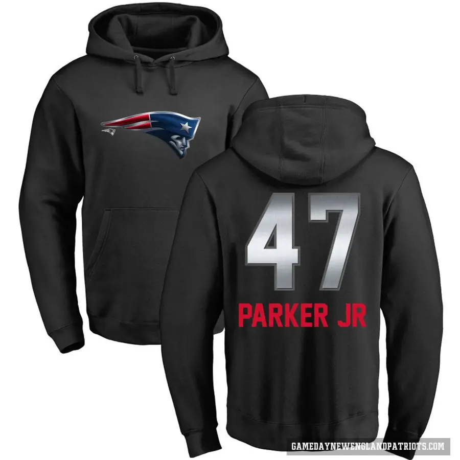 Men's ＃47 Andrew Parker Jr. New England Patriots Black Midnight Mascot Pullover Hoodie