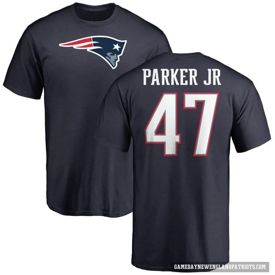 Men's ＃47 Andrew Parker Jr. New England Patriots Navy Logo T-Shirt