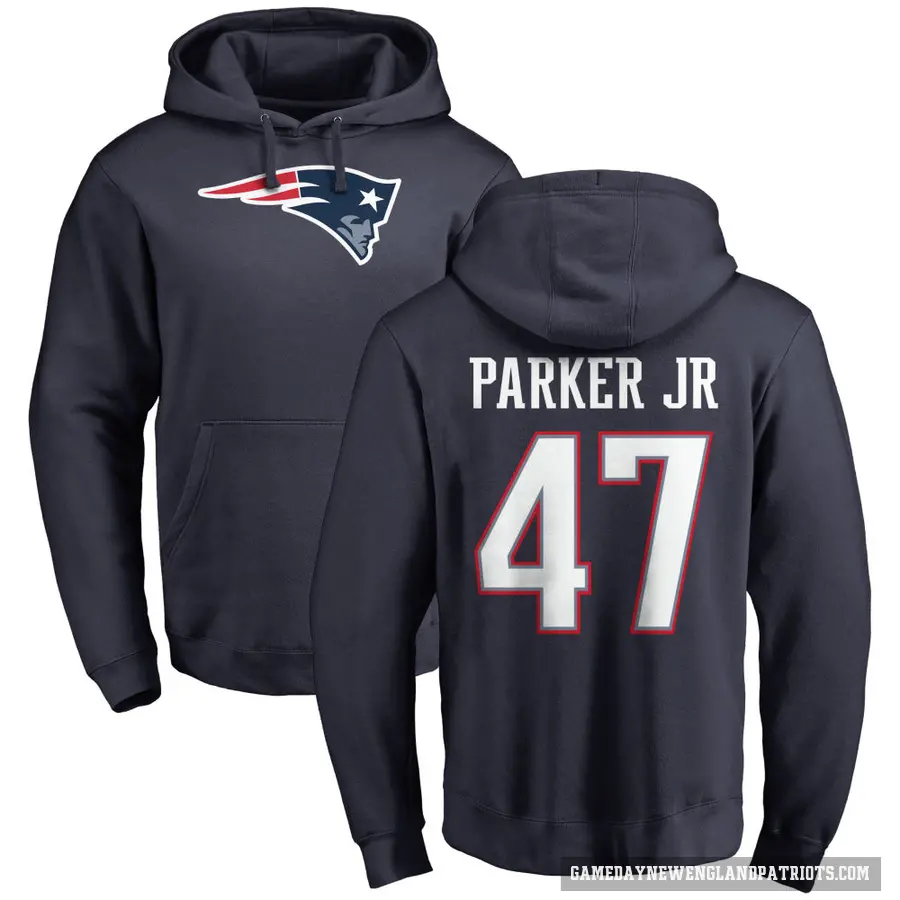 Men's ＃47 Andrew Parker Jr. New England Patriots Navy Pro Line Logo Pullover Hoodie