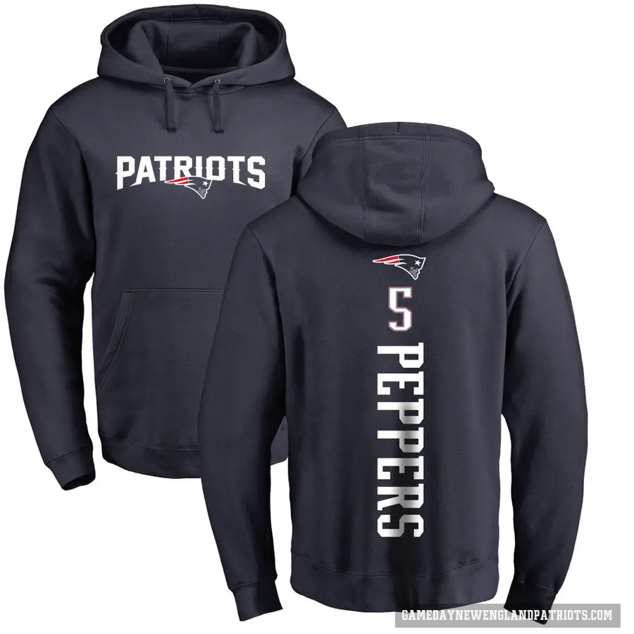 Men's ＃5 Jabrill Peppers New England Patriots Navy Pro Line Backer Pullover Hoodie