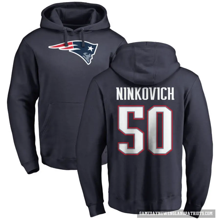 Men's ＃50 Rob Ninkovich New England Patriots Navy Pro Line Logo Pullover Hoodie